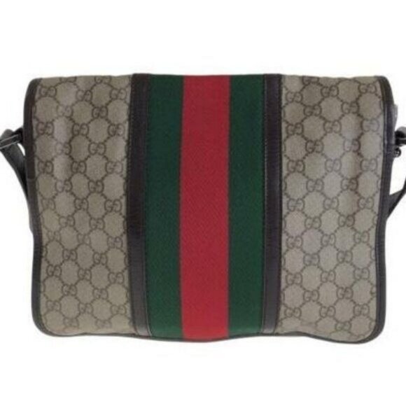 Authentic Gucci GG Sherry Supreme Web Messenger Bag Monogram Flap Ophidia - Picture 3 of 11